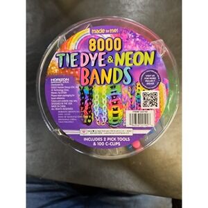 NEW-8000 TIEDYE & NEON BANDS‎ INCLUDES 2 PICK TOOLS & 100 C-CLIPS (B)